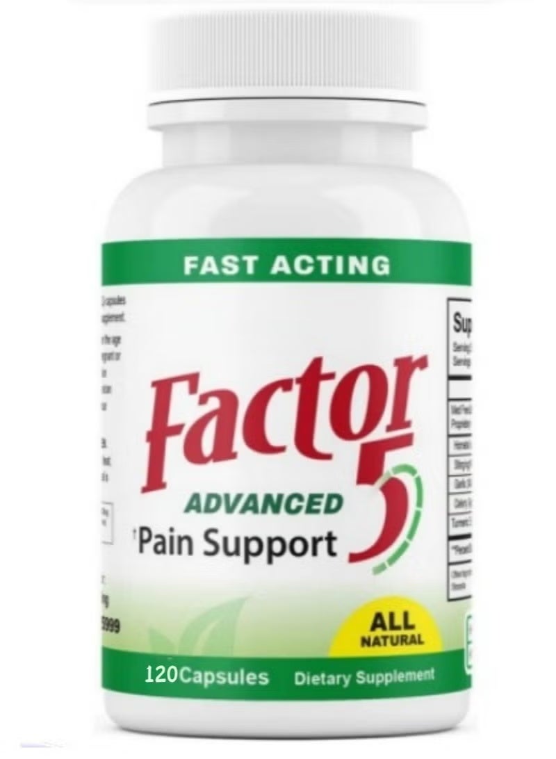 Factor 55 Advanced All-Natural Fast-Acting Pain Support Dietary Supplement 120-Count Capsules for Body Discomfort Relief & Daily Nutritional Aid - Image 1